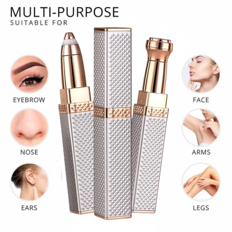 2-in-1 Flawless Facial Hair Remover & Eyebrow Trimmer – USB Rechargeable, Painless, Portable – Silver