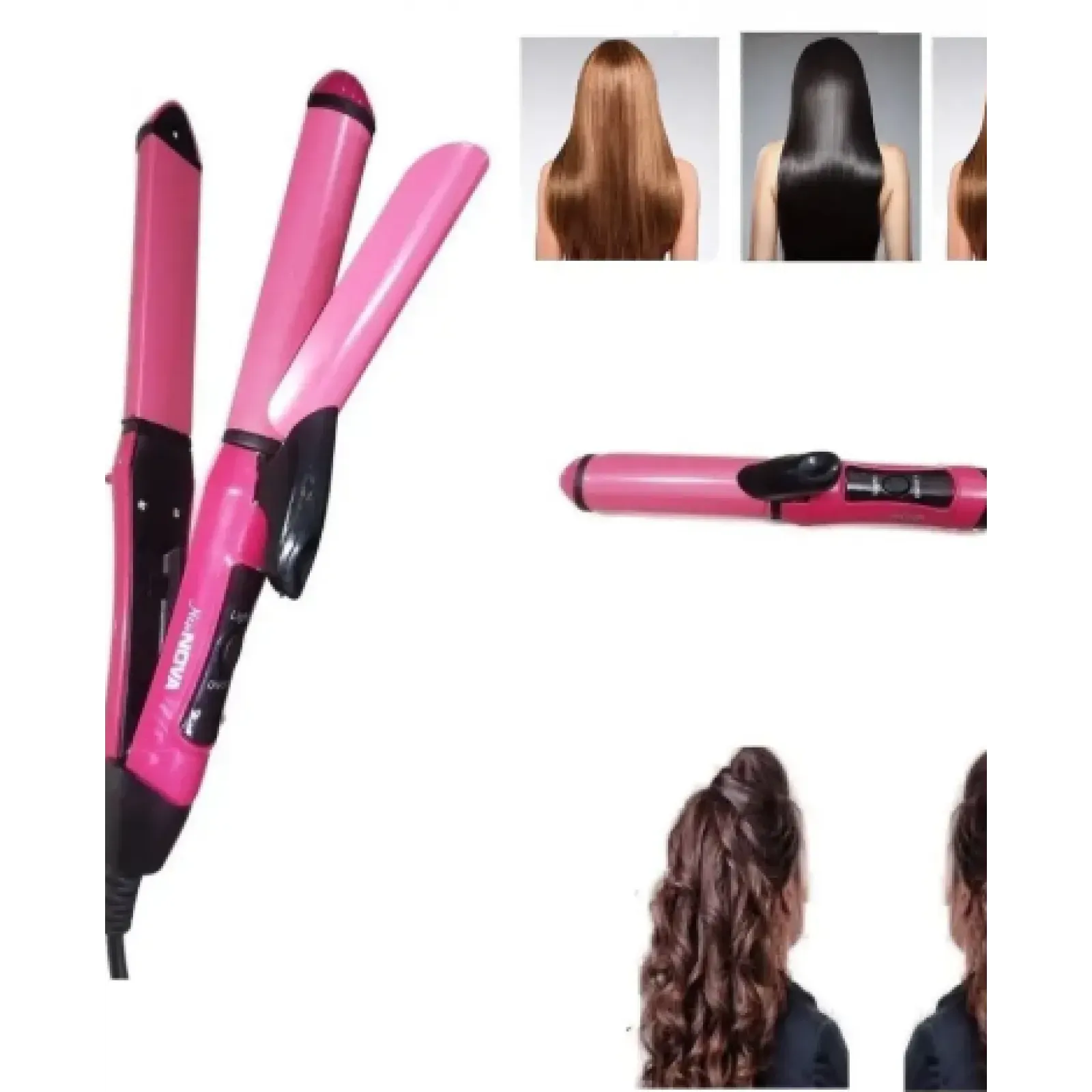 🔥 2-in-1 Nova Hair Straightener & Curler | Quick Heat-Up, Dual Styling Tool