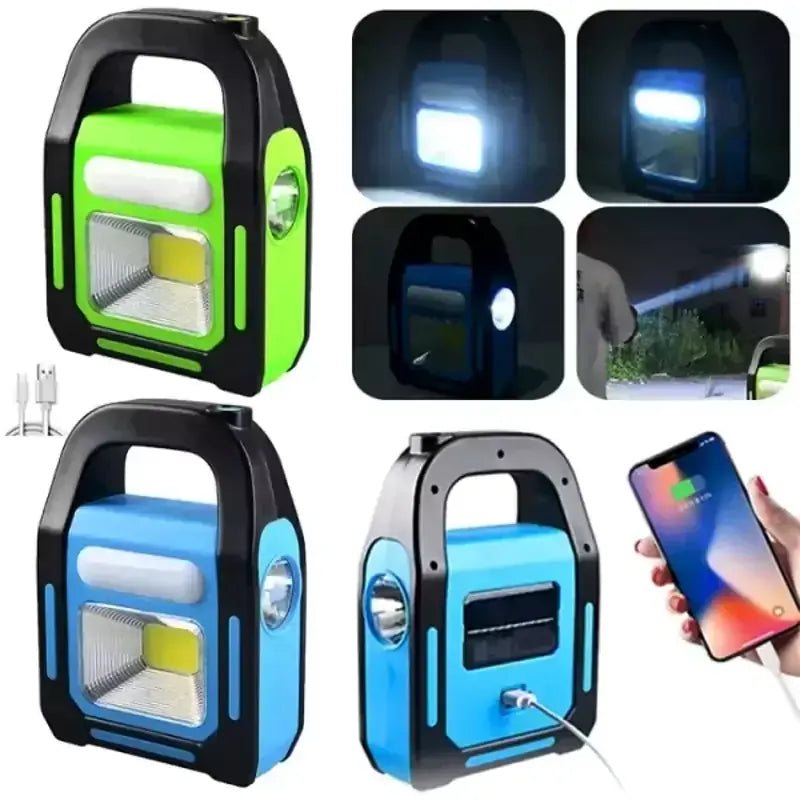 3-in-1 Solar Camping Lantern with Power Bank – LED Flashlight & Emergency Light