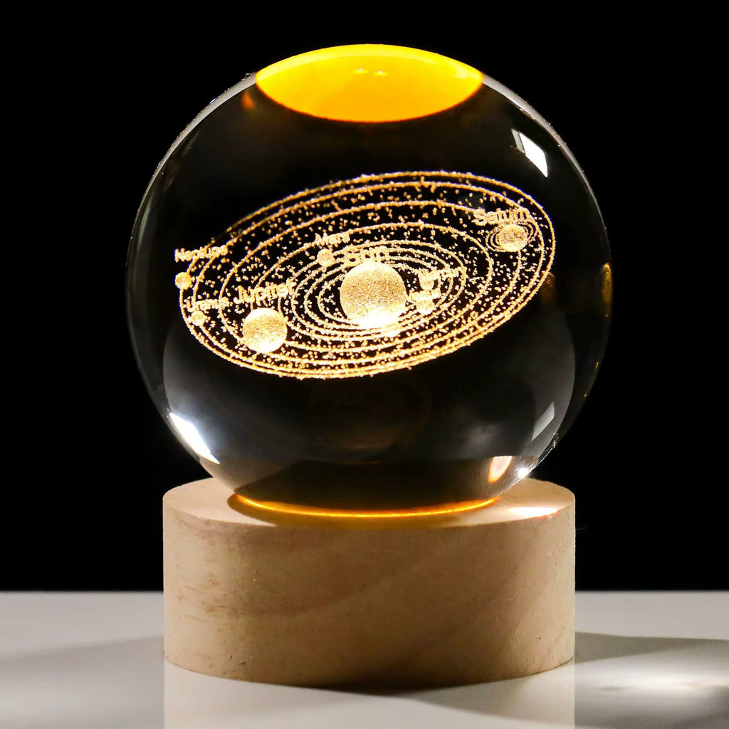 3D Solar System Crystal Ball Night Light – Galaxy Lamp
