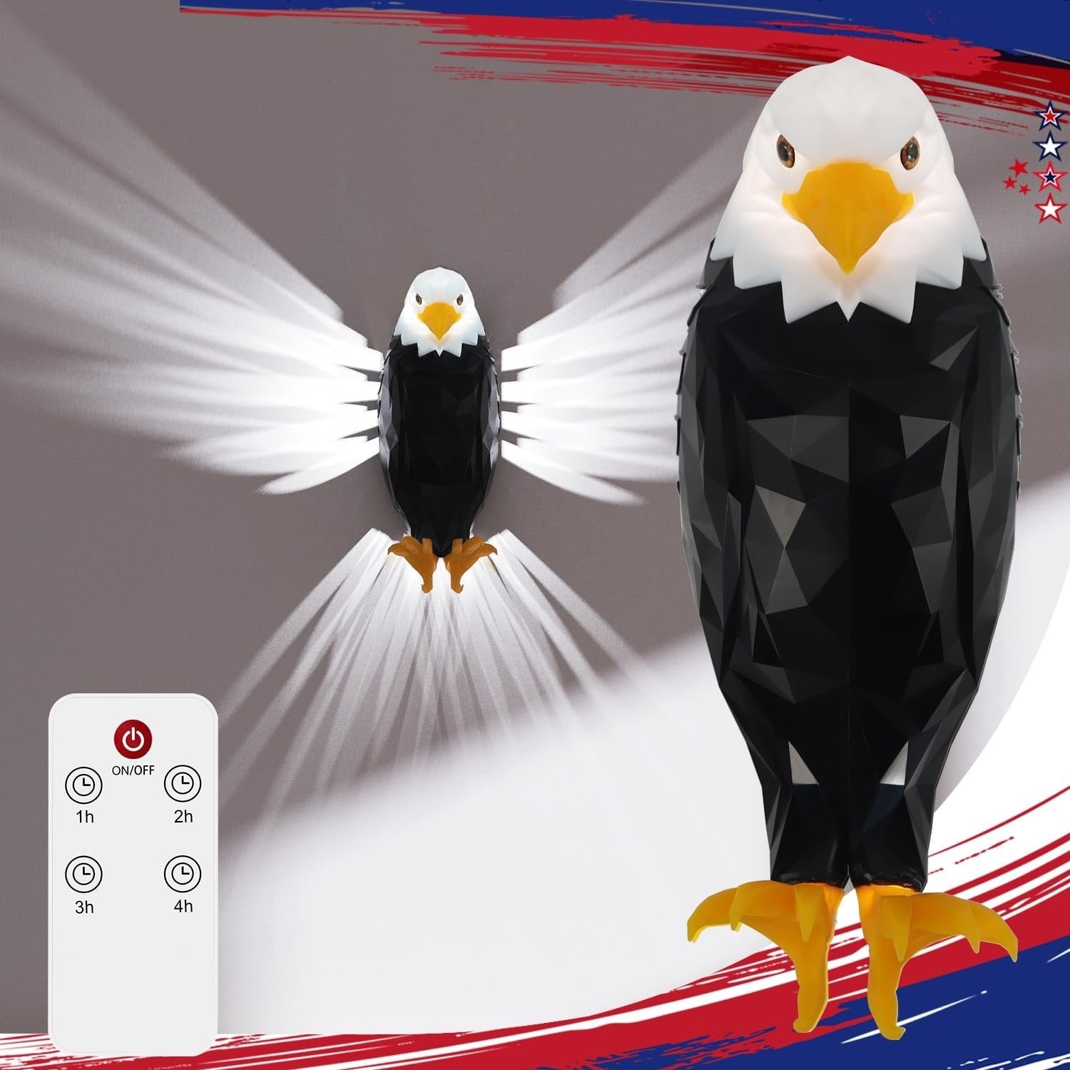 3D Bald Eagle Wall Light – Rechargeable LED Shadow Lamp