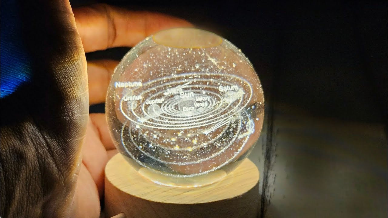3D Solar System Crystal Ball Night Light – Galaxy Lamp