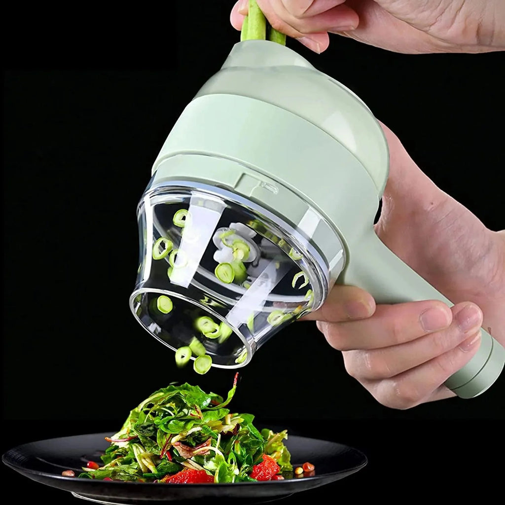 4-in-1 Handheld Electric Vegetable Cutter – Wireless & Portable