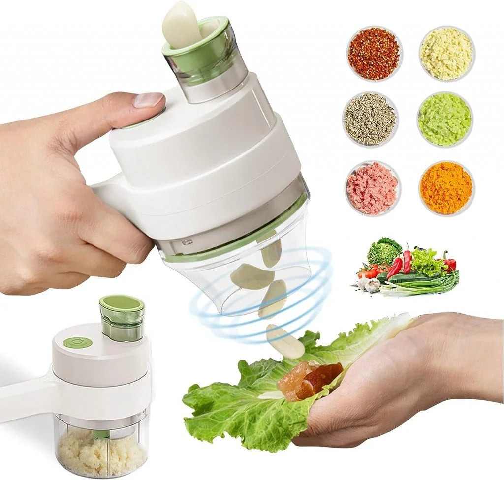 4-in-1 Handheld Electric Vegetable Cutter – Wireless & Portable