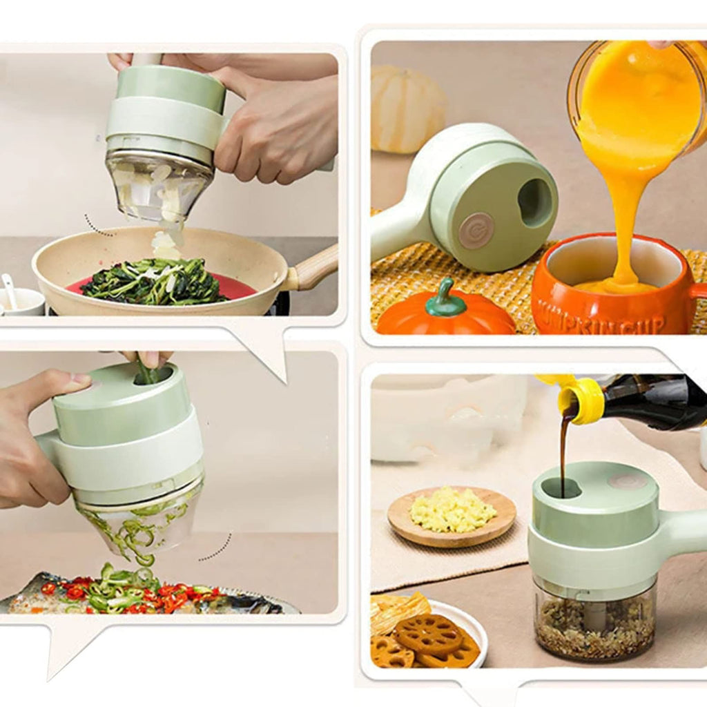 4-in-1 Handheld Electric Vegetable Cutter – Wireless & Portable