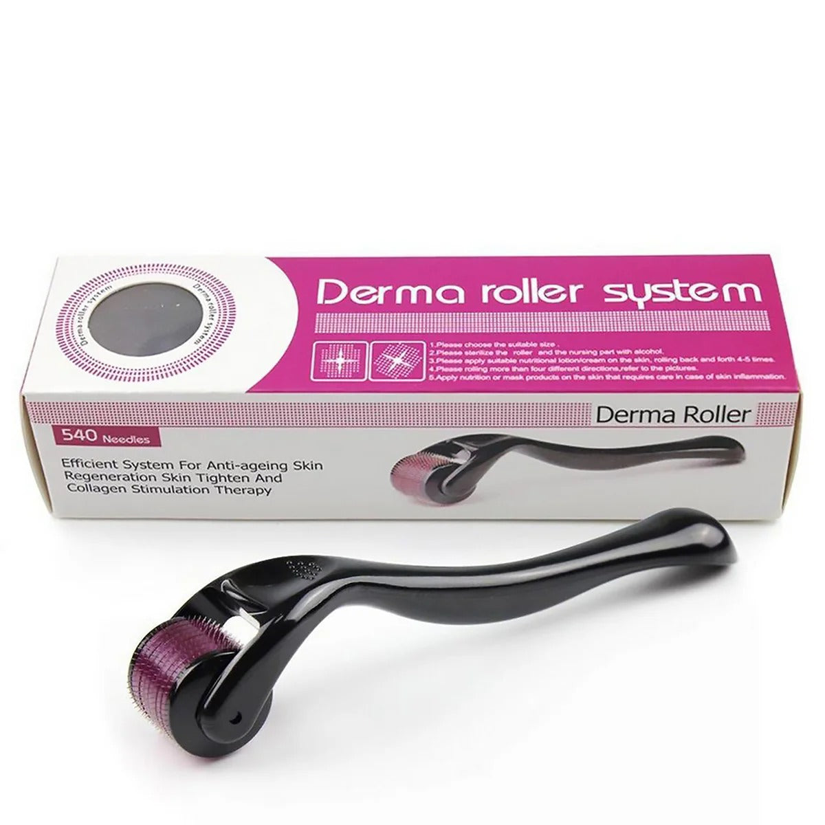 540 Titanium Derma Roller – Face & Hair Microneedling Tool