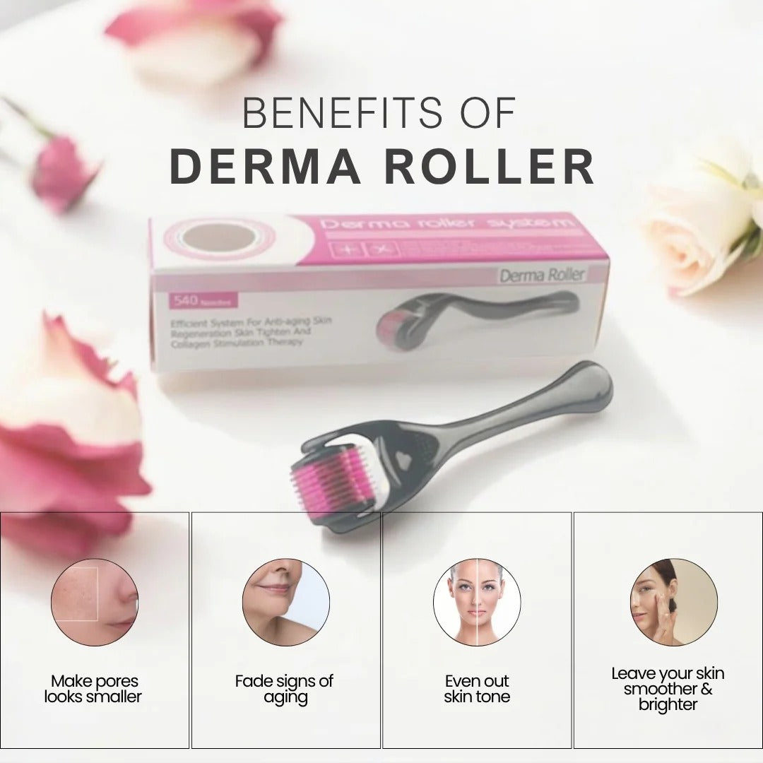 540 Titanium Derma Roller – Face & Hair Microneedling Tool