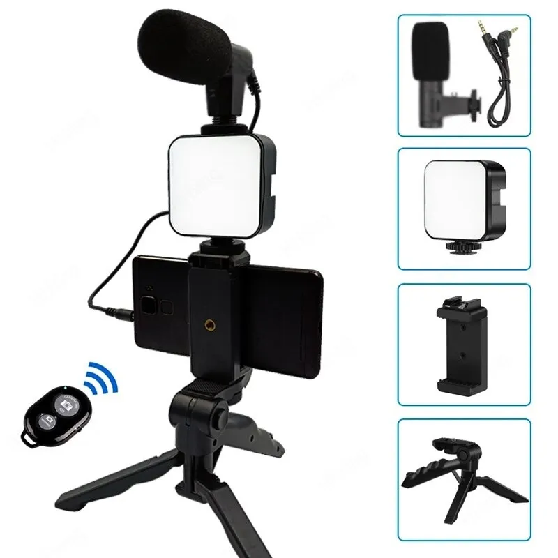AY-49 Video Making Kit – Tripod, Mic & LED Light Set