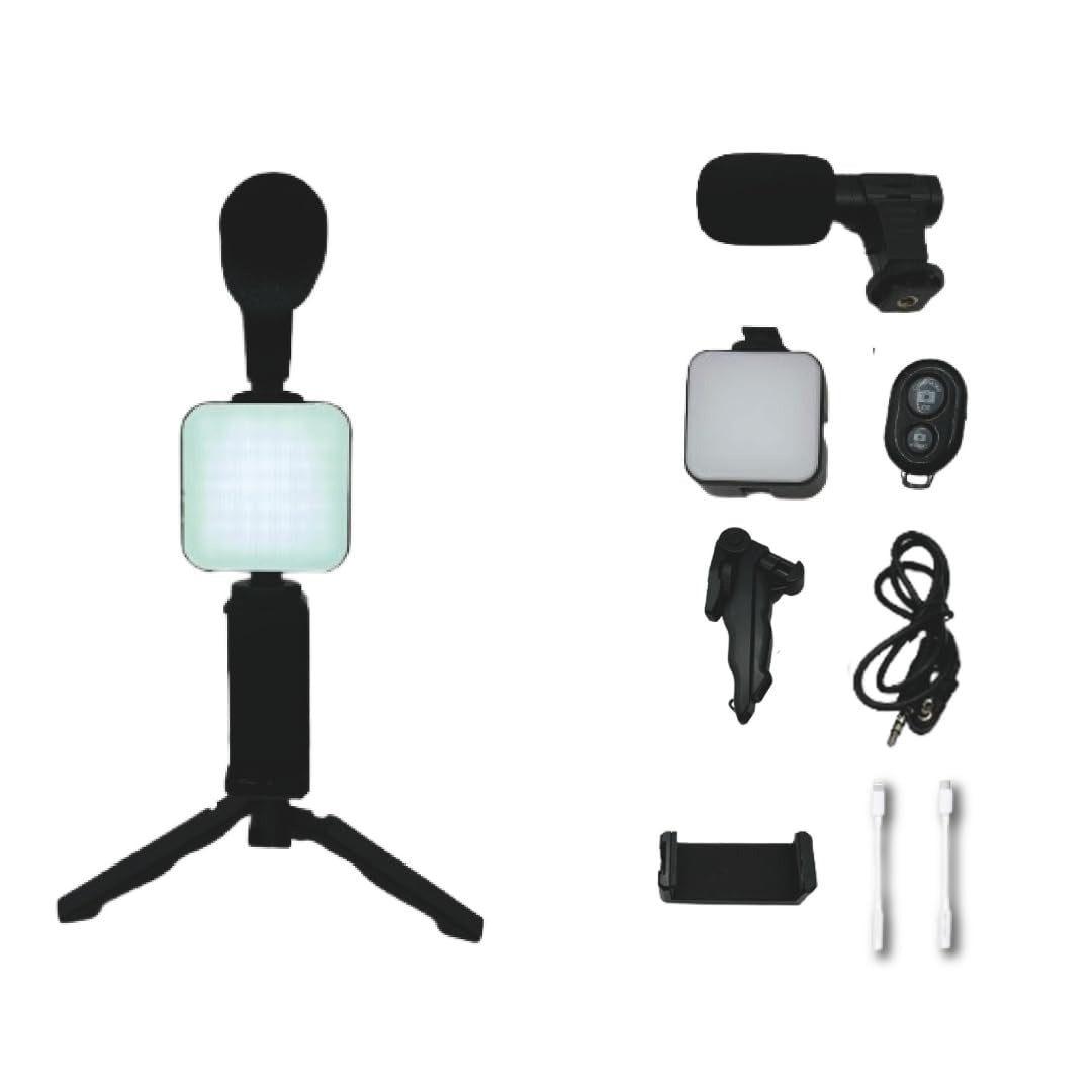 AY-49 Video Making Kit – Tripod, Mic & LED Light Set