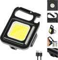 COB Rechargeable Keychain Light – 800 Lumens Mini LED Flashlight with Magnet, Bottle Opener & USB-C Charging
