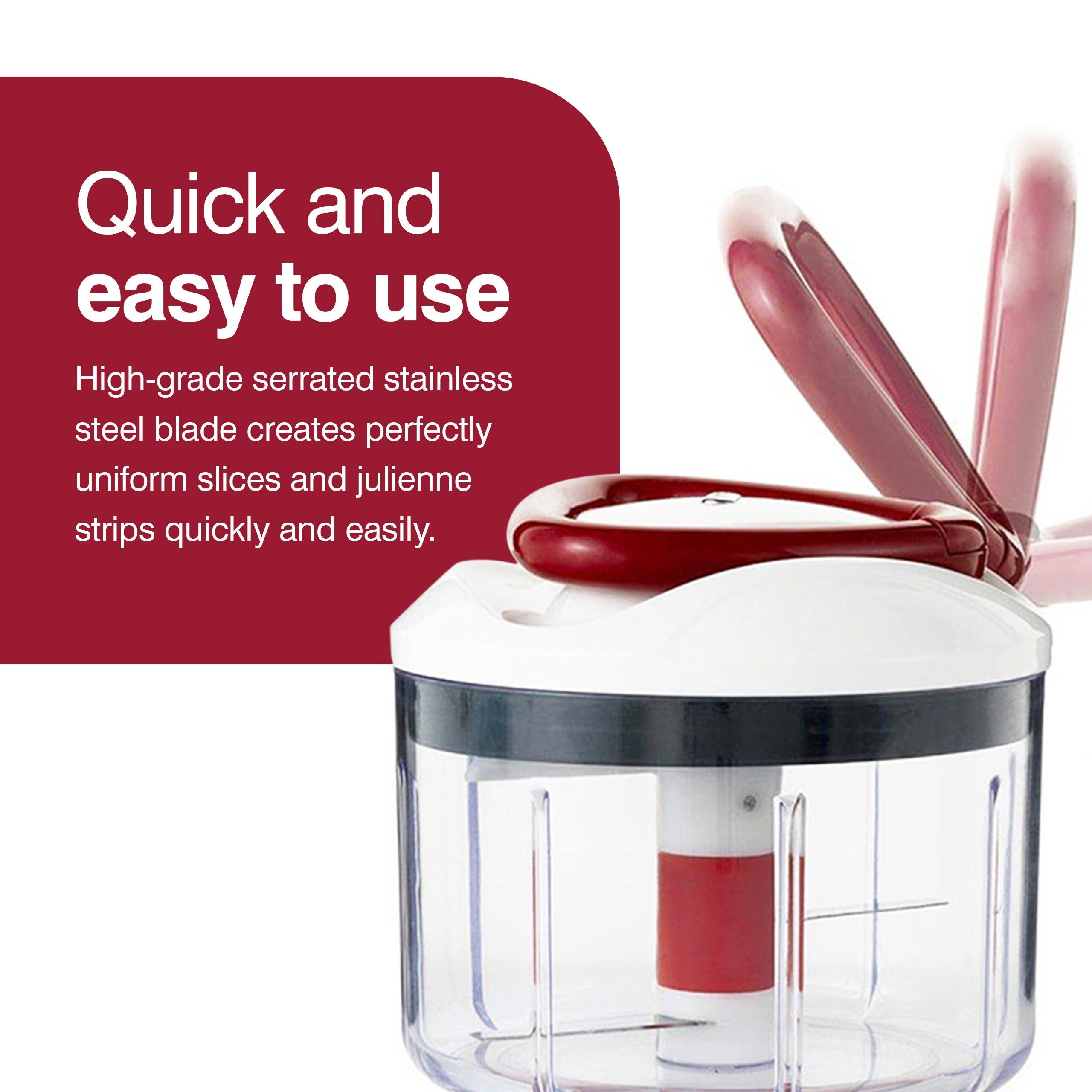 Clink Manual Food Processor 500ml – 3 Stainless Steel Blade Hand Pull Chopper