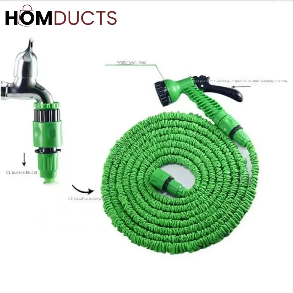 100FT Expandable Garden Hose Pipe – Magic Flexible 30M Water Hose with Spray Gun for Car Wash & Plant Watering