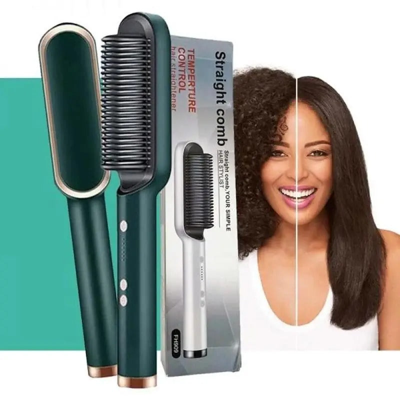 FH909 Hair Straightening Brush – 2-in-1 Straighten & Curl Tool