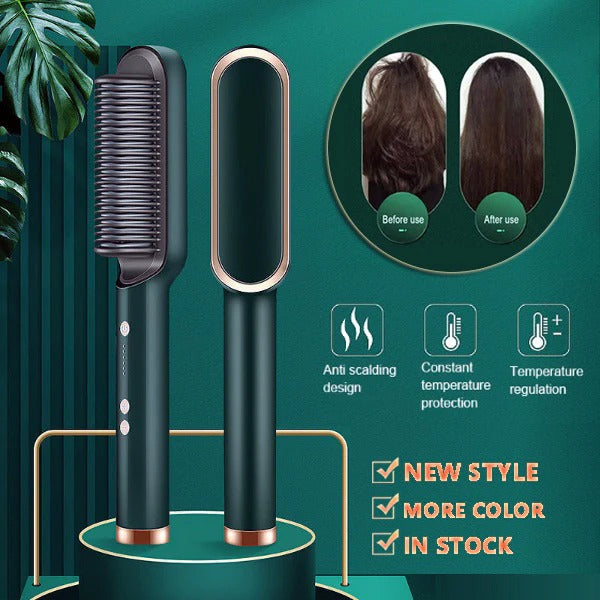 FH909 Hair Straightening Brush – 2-in-1 Straighten & Curl Tool