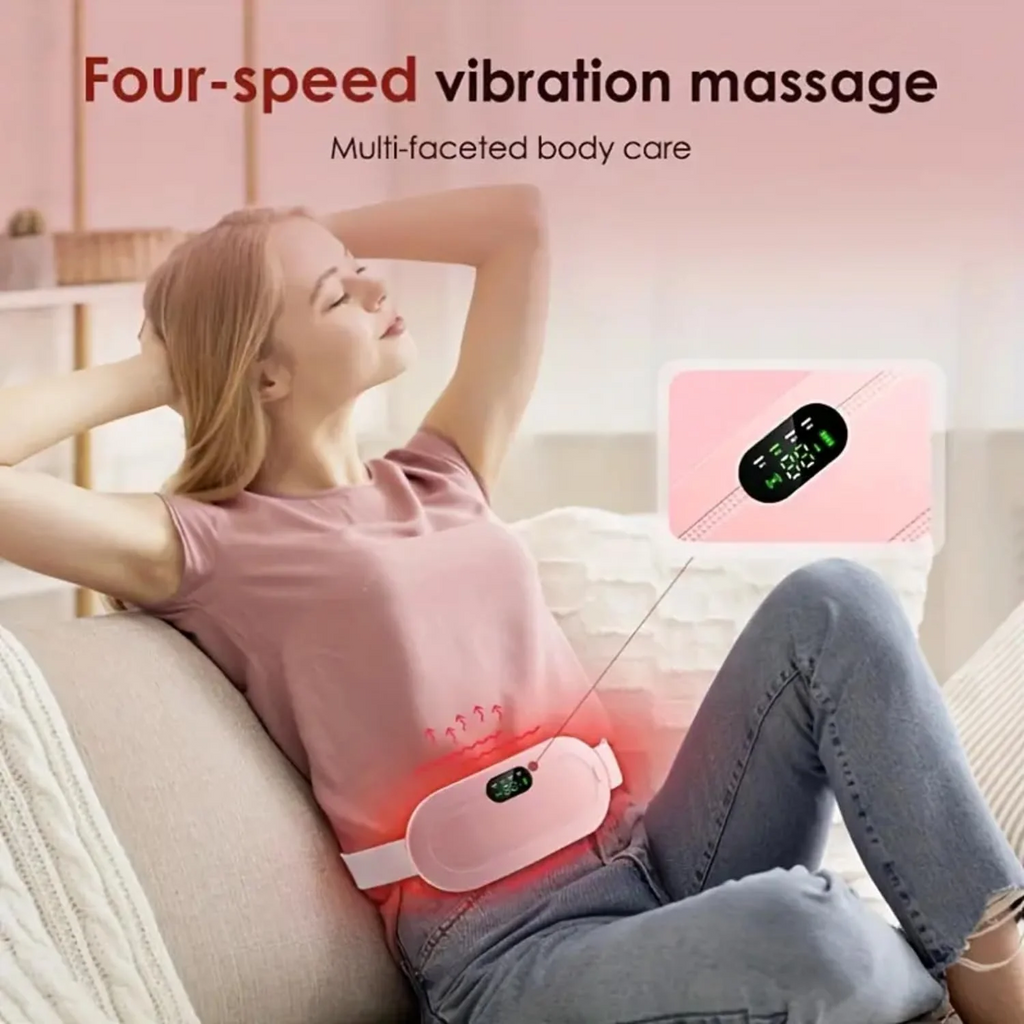 Harmari Electric Period Pain Relief Belt – Rechargeable Menstrual Heating Pad with 3 Heat Levels & Vibration Massage