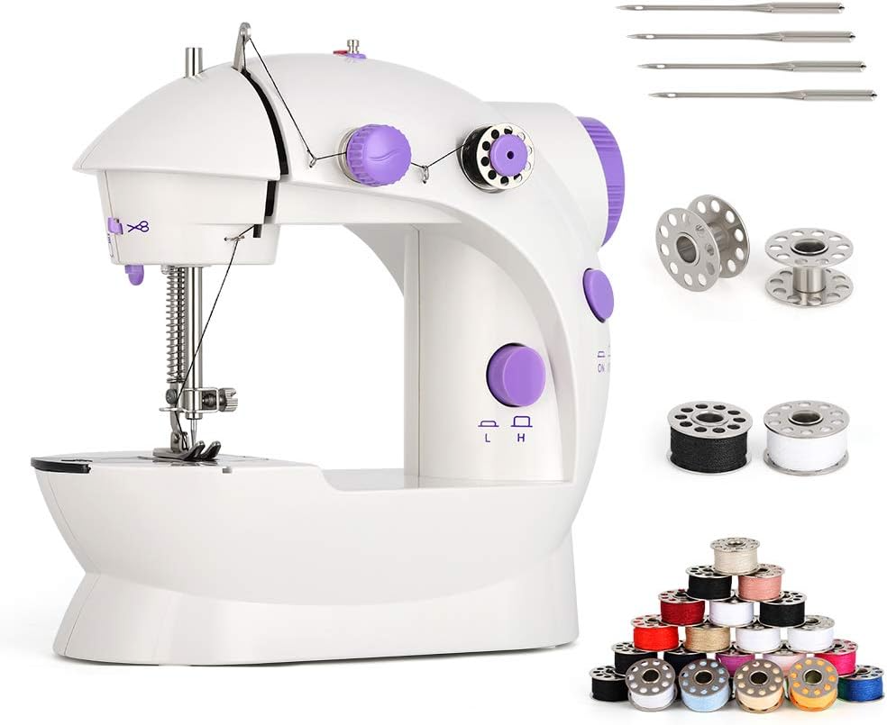 Harmari Portable Mini Sewing Machine – Handheld Electric Sewing Machine with Double Thread Speed – Lightweight & Travel-Friendly – White