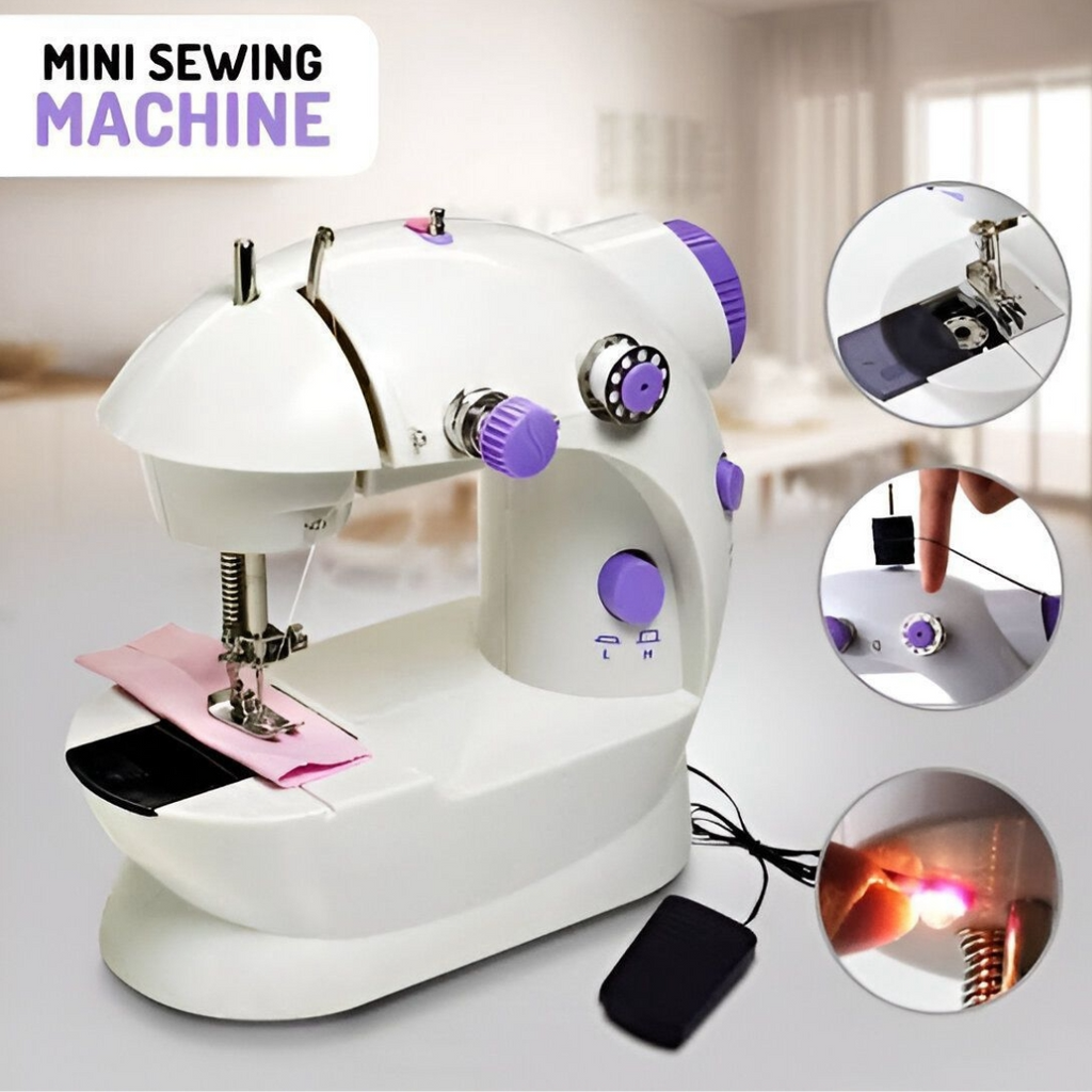Harmari Portable Mini Sewing Machine – Handheld Electric Sewing Machine with Double Thread Speed – Lightweight & Travel-Friendly – White