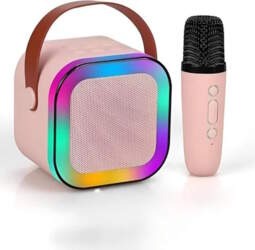 K12 Portable Bluetooth Karaoke Machine with Wireless Microphone & LED Lights