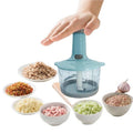 Manual Hand-Press Food Chopper – Stainless Steel Vegetable & Onion Cutter
