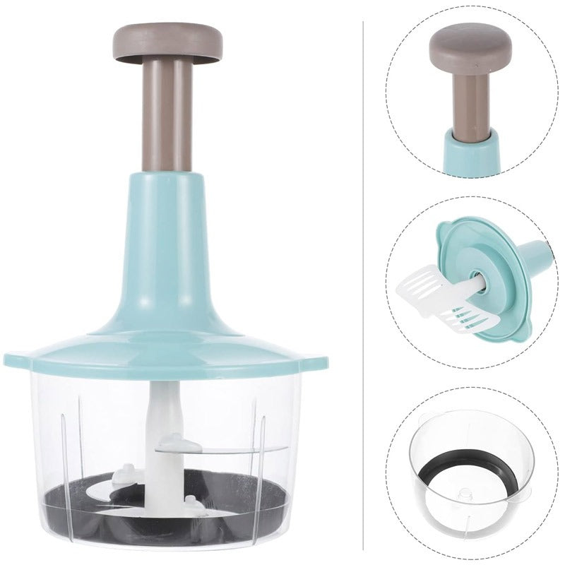 Manual Hand-Press Food Chopper – Stainless Steel Vegetable & Onion Cutter