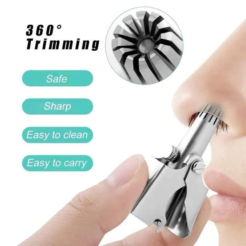 Manual Stainless Steel Nose & Ear Hair Trimmer | Battery-Free Grooming Tool