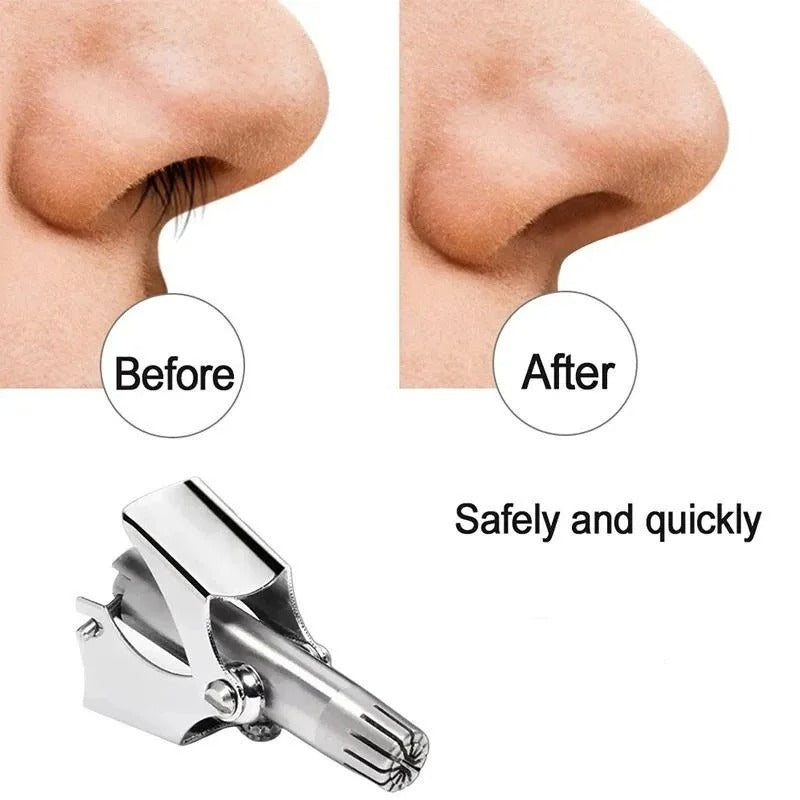 Manual Stainless Steel Nose & Ear Hair Trimmer | Battery-Free Grooming Tool