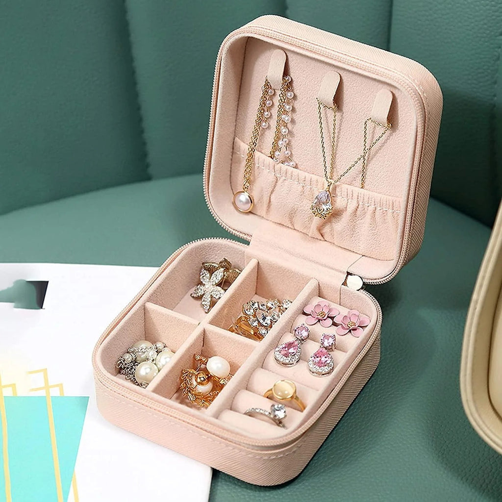 Portable Travel Jewelry Organizer Box – Compact Multi-Compartment Case