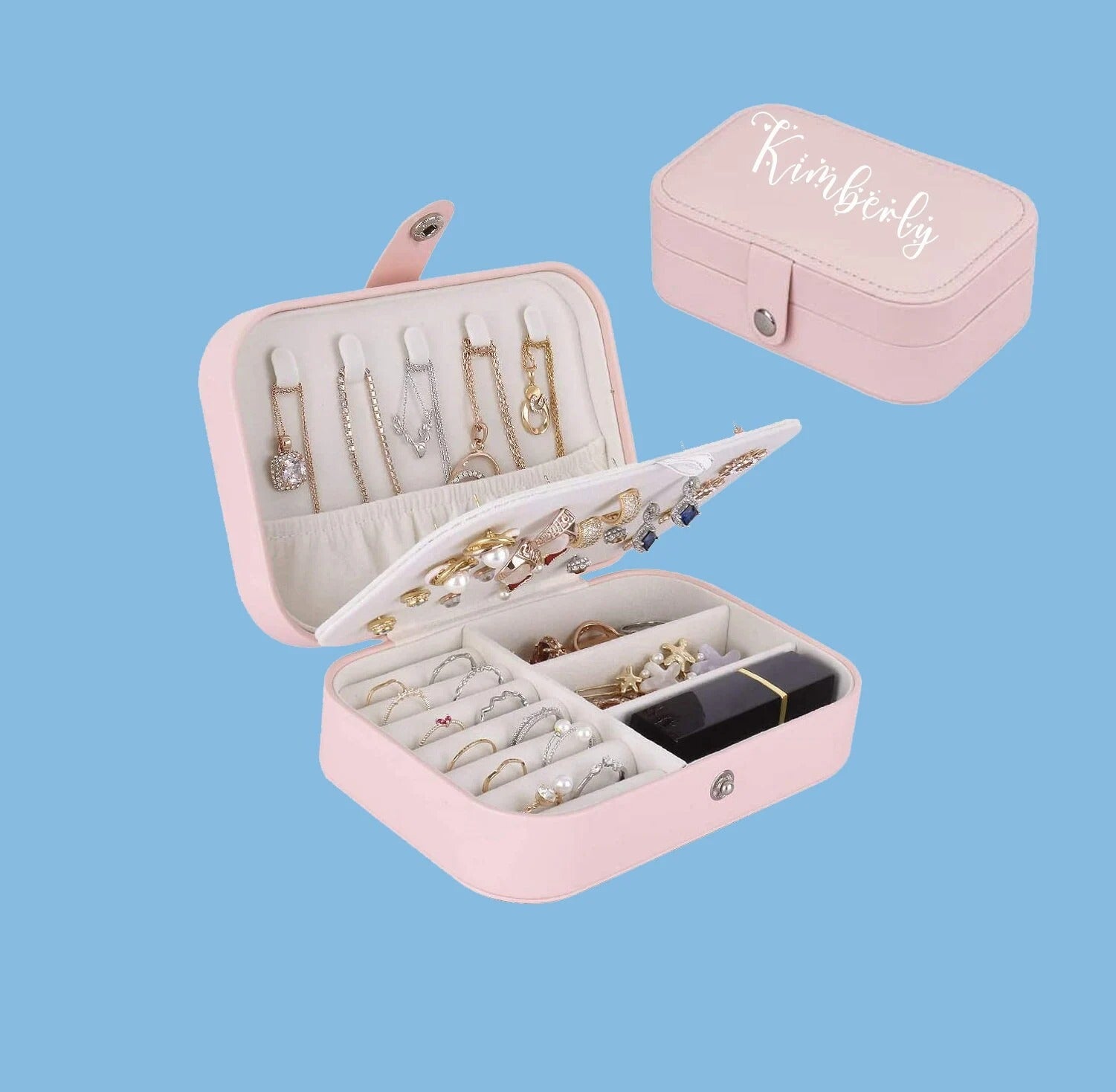 Portable Travel Jewelry Organizer Box – Compact Multi-Compartment Case