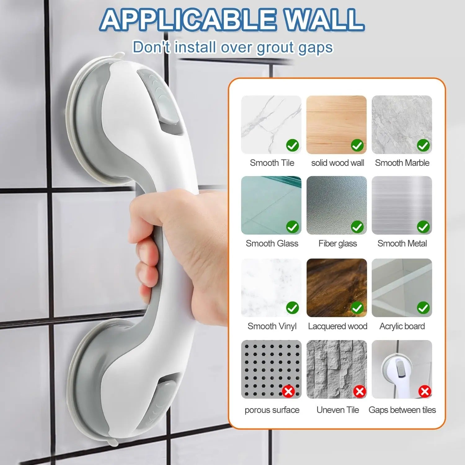 Suction Cup Shower Handle – Portable Safety Grab Bar, No Drilling