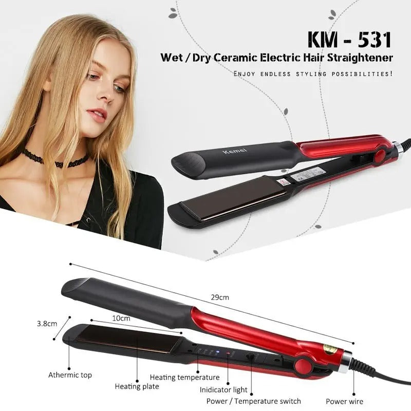 Kemei Professional Hair Straightener – Fast Heating Ceramic Flat Iron for Smooth & Shiny Hair
