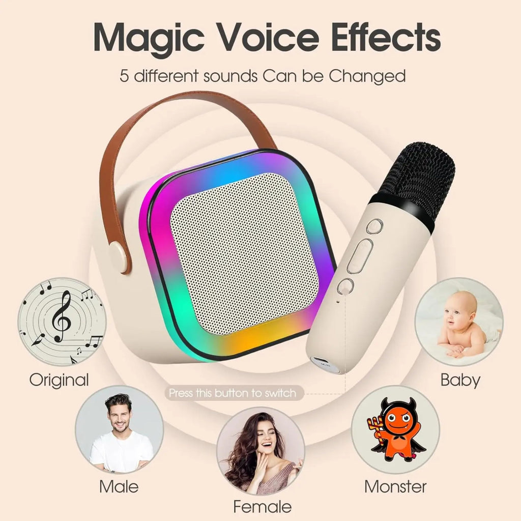 K12 Mini Karaoke Speaker with Wireless Microphone – Portable Bluetooth Singing Toy for Kids