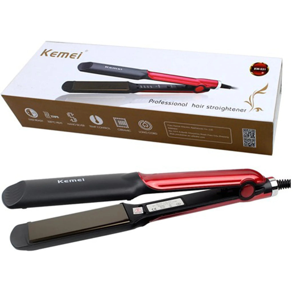 Kemei Professional Hair Straightener – Fast Heating Ceramic Flat Iron for Smooth & Shiny Hair