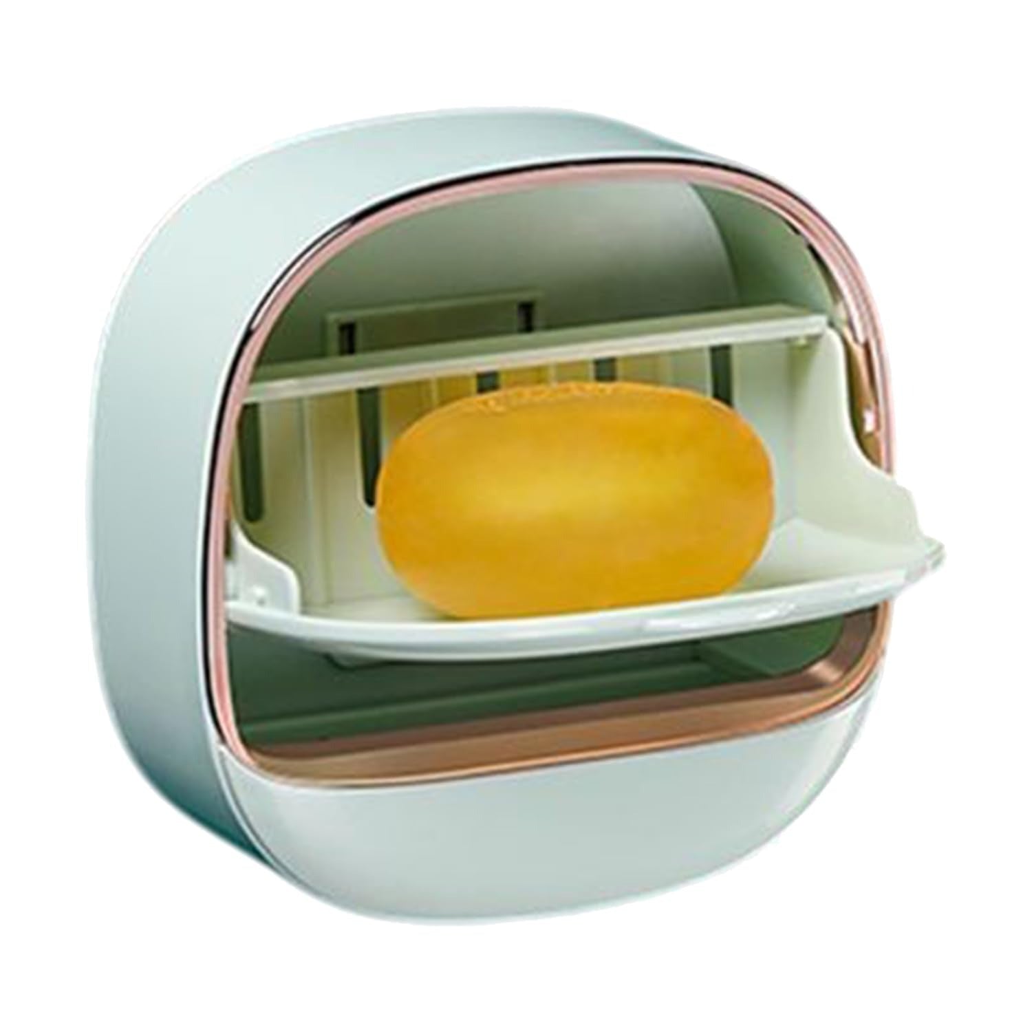 Wall-Mounted Drainage Soap Dish with Lid – Punch-Free Adhesive Holder for Bathroom & Kitchen