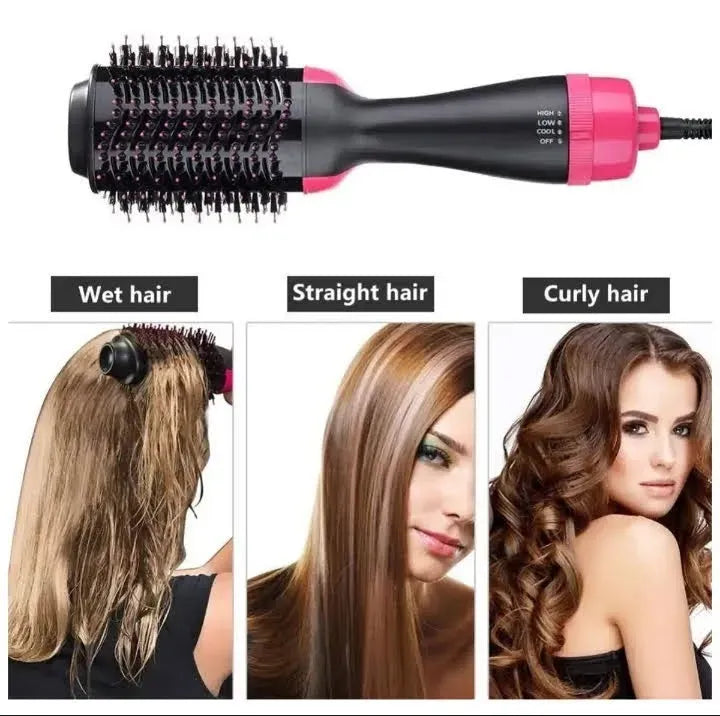 One Step 3-in-1 Hair Dryer & Styler Brush – 1000W Hot Air Brush with 3 Heat Settings (Black)