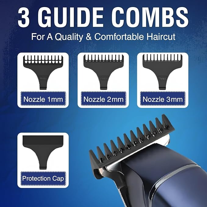 VGR V-986 Professional Hair & Beard Trimmer – Cordless Rechargeable Clipper with LED Display (Blue)