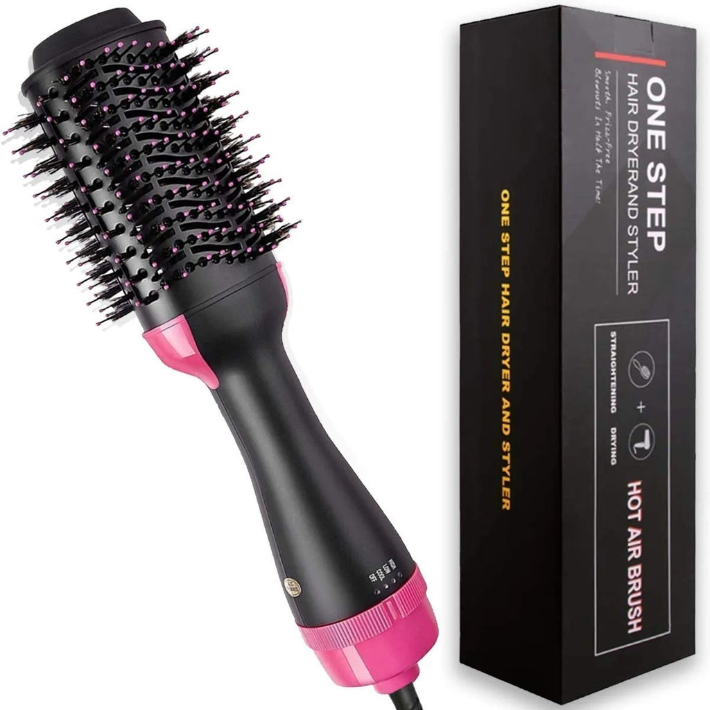 One Step 3-in-1 Hair Dryer & Styler Brush – 1000W Hot Air Brush with 3 Heat Settings (Black)