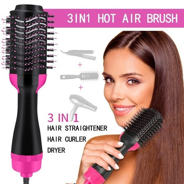 One Step 3-in-1 Hair Dryer & Styler Brush – 1000W Hot Air Brush with 3 Heat Settings (Black)
