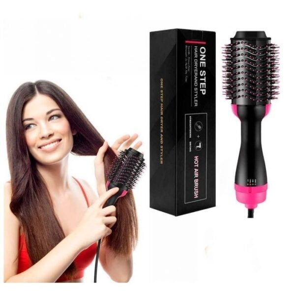 One Step 3-in-1 Hair Dryer & Styler Brush – 1000W Hot Air Brush with 3 Heat Settings (Black)