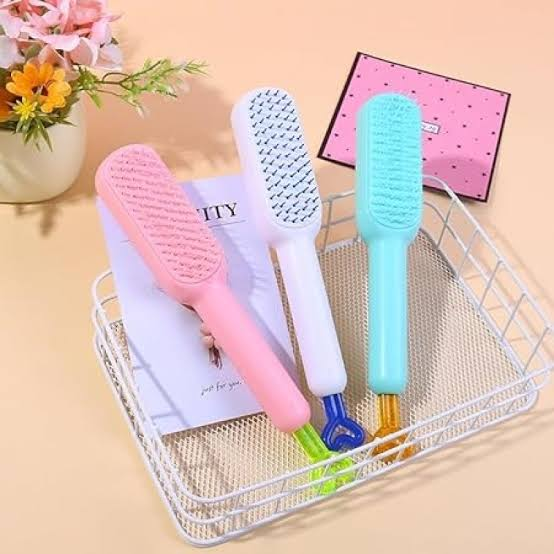 Telescopic Self Cleaning Hair Brush – Easy Push Release